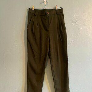American Apparel Green Twill Pleated Trousers Size Small